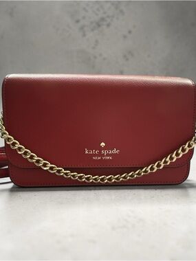 kate spade red leather chain-strap crossbody